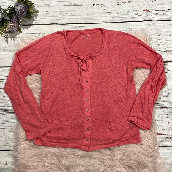 Majestic Filatures Linen Pink Tie Lightweight Snap Cardigan - Picture 1 of 8